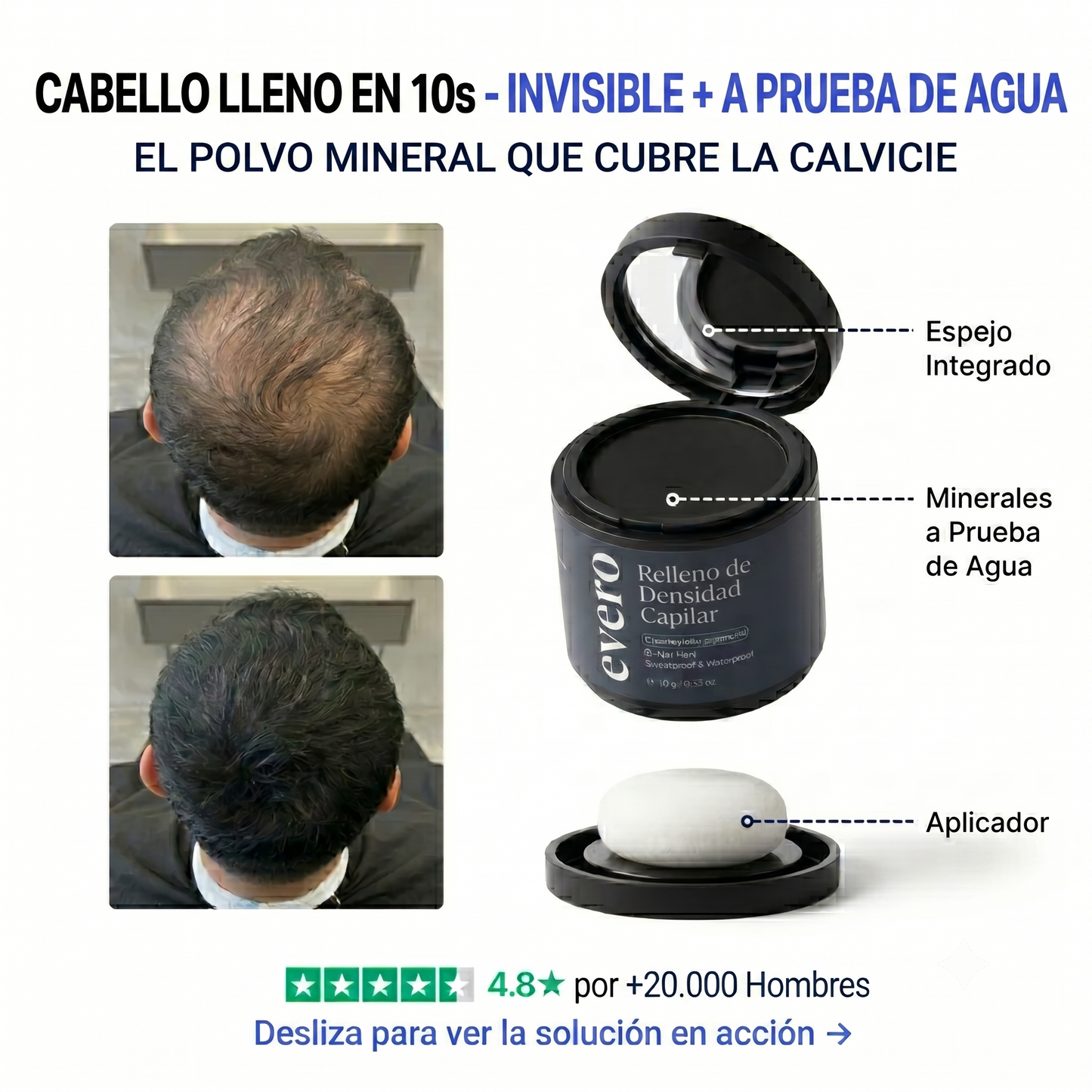 Polvo rellenador para densidad capilar